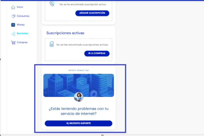 Botón Sí, necesito soporte