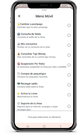 Confirmación de la opción Soporte de tu Línea